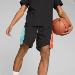 Blocked Shot Basketball Men's Shorts PUMA Black-colorblock