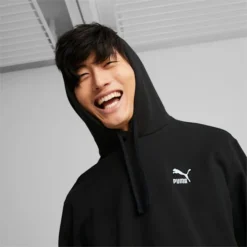 Classics Block Men's Hoodie Puma Black-Deep Olive -Puma Shop Classics Block Mens Hoodie 10