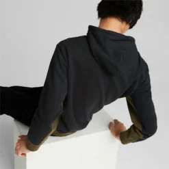 Classics Block Men's Hoodie Puma Black-Deep Olive -Puma Shop Classics Block Mens Hoodie 9