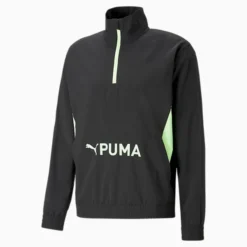 Train Fit Men's Woven Half-Zip Training Jacket PUMA Black-Fizzy Lime -Puma Shop Train Fit Mens Woven Half Zip Training Jacket 5